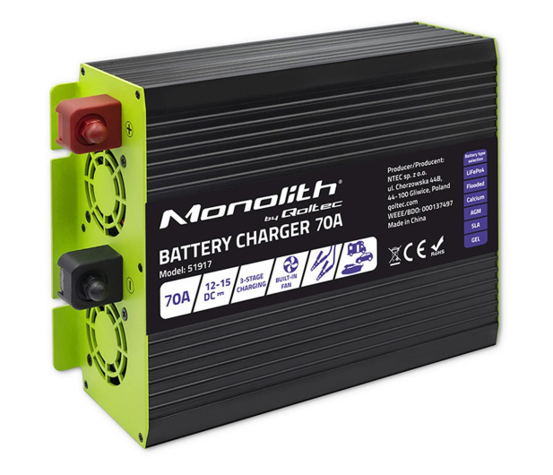 Qoltec Monolith (LiFePO4, AGM, GEL, SLA, 70A, 12V) - 1289105 - zdjęcie